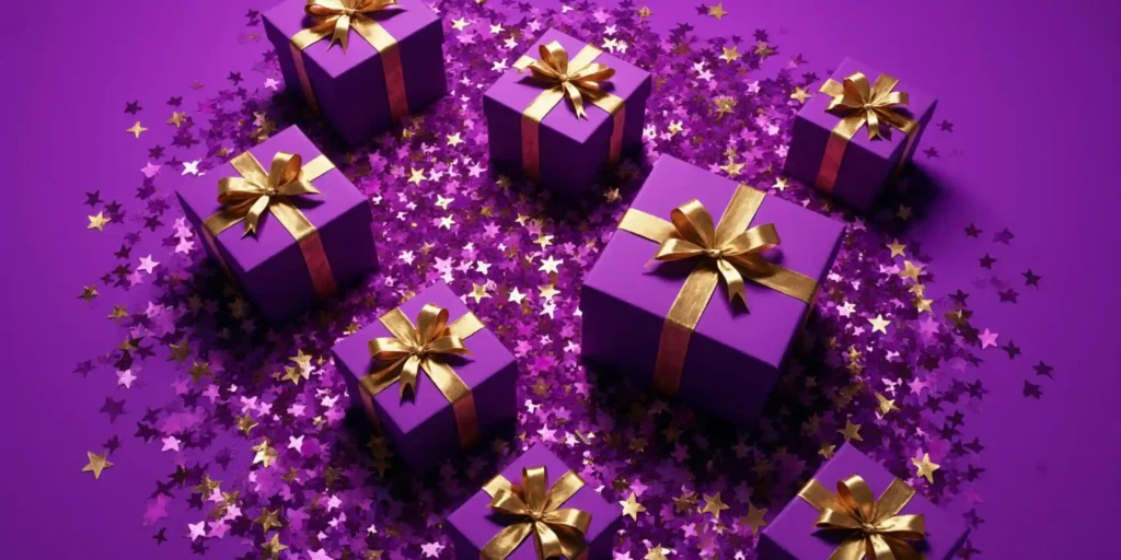 Sugar Rush bonus concept with purple gift boxes